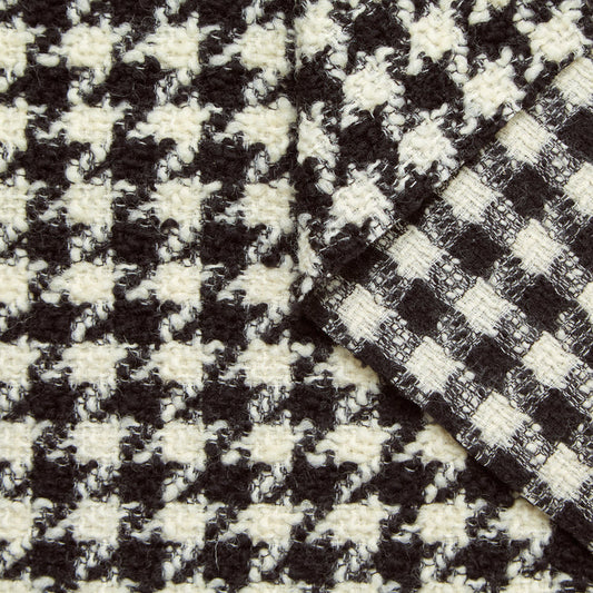 Chunky Houndstooth Wool Tweed