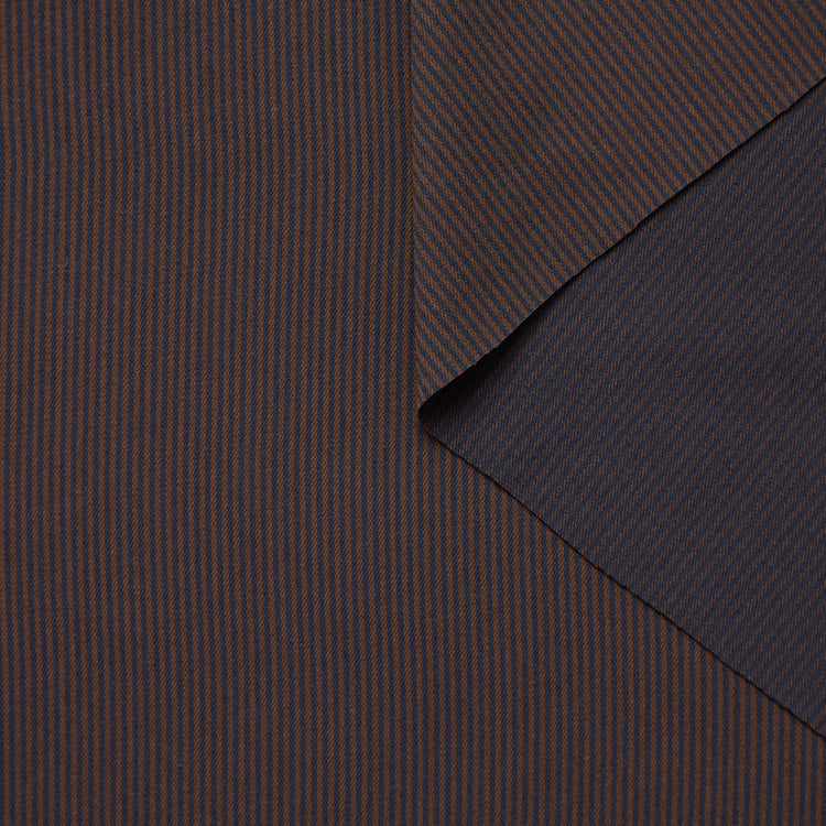 Striped Viscose & Wool Twill
