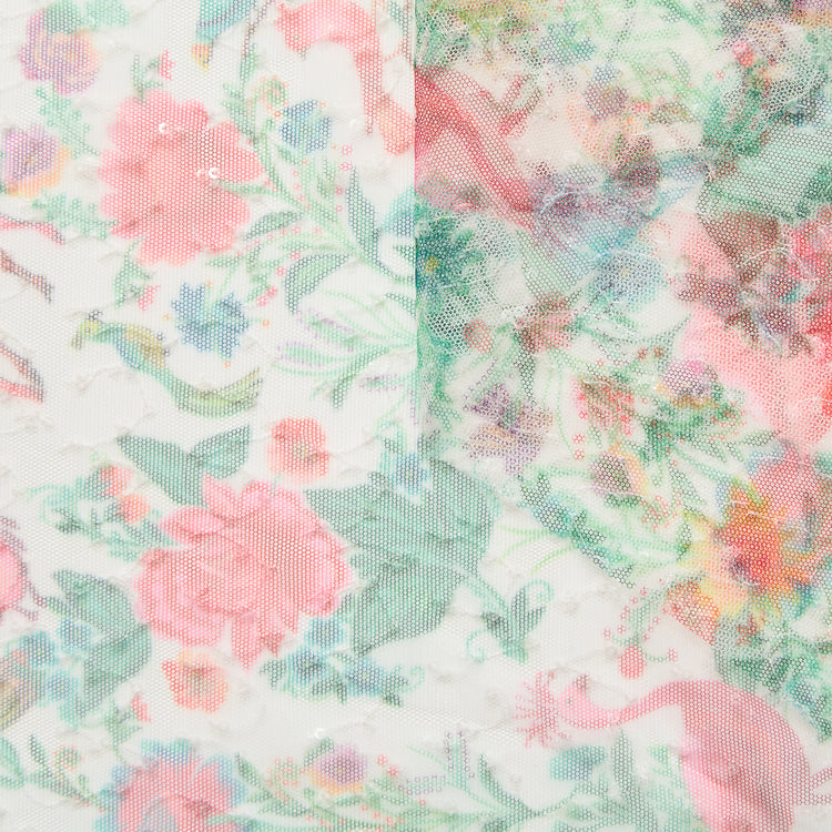 Floral Printed Tulle Sequins