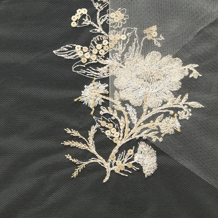 Floral Embroidered Tulle Sequins